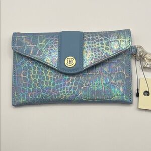 Iridescent Blue Crocodile Pattern Wallet